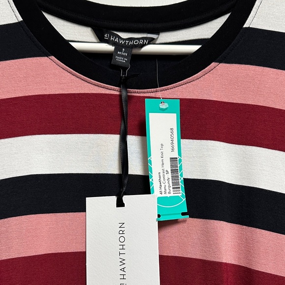 41 Hawthorn Striped Long Sleeve Top - Black, White, and Pink - Picture 3 of 3